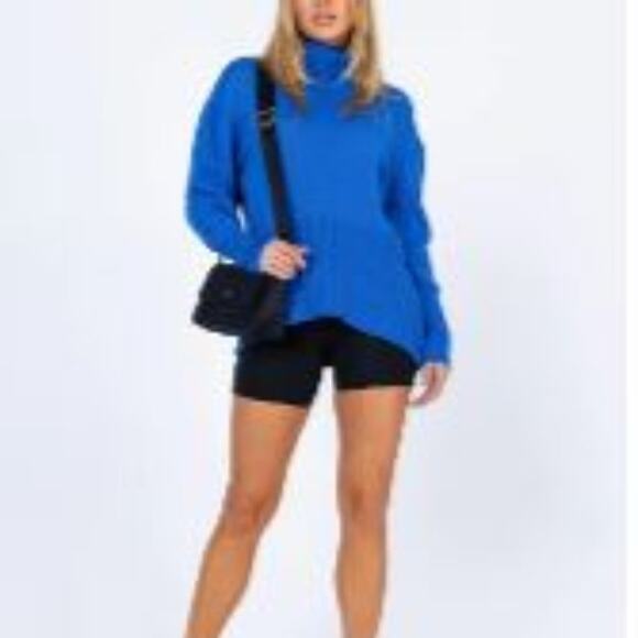 Princess Polly Colbolt Blue Knit Larnee Turtleneck Womens Sweater Blue Small - Picture 2 of 14
